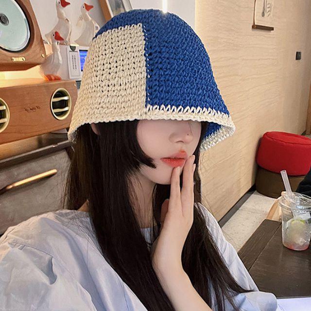 [브랜디단독/당일출고]여름모자 하프컬러 벙거지 모자 라탄 버킷햇 라피아햇