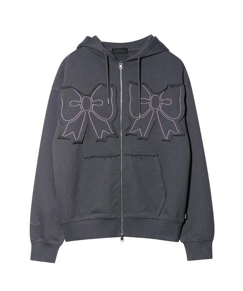 유희(YOUHEE)  YOUHEE RIBBON HOOD ZIP-UP CHARCOAL - 사이즈 & 후기 | 무신사