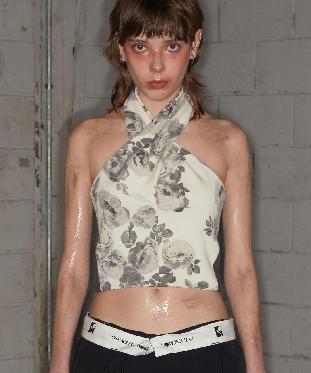 Rose Mini Sweat Halter Top (OFF WHITE)