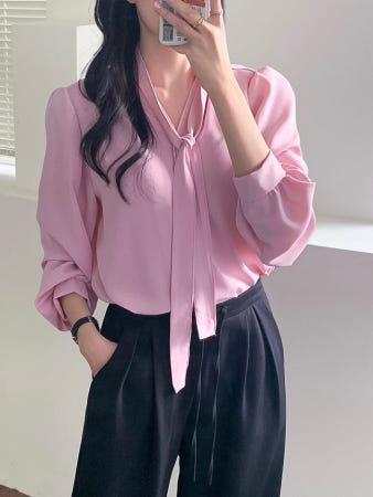 이런 상품 어때요? 투웨이 브이넥 쉬폰 타이 셔링 블라우스 하객룩