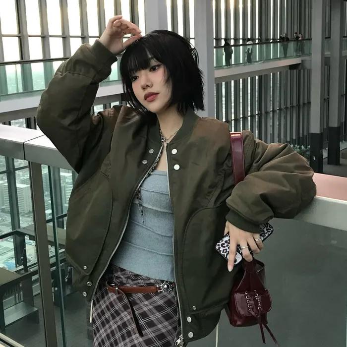 Circle Shirring Logo Ma-1 Khaki