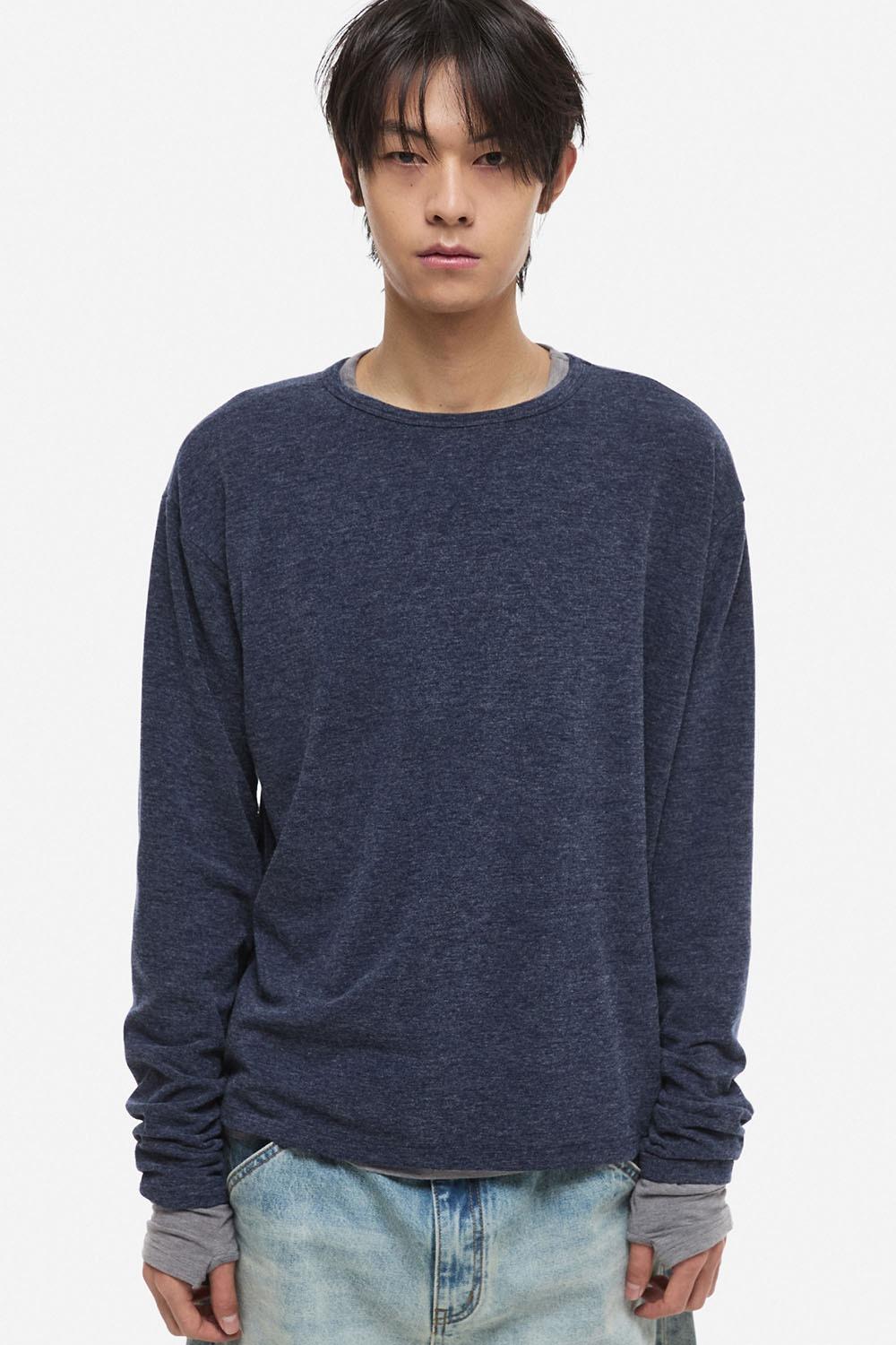 [온플릭xDNSR] 레이어드 보트넥 롱슬리브 네이비 (3/24 예약발송)