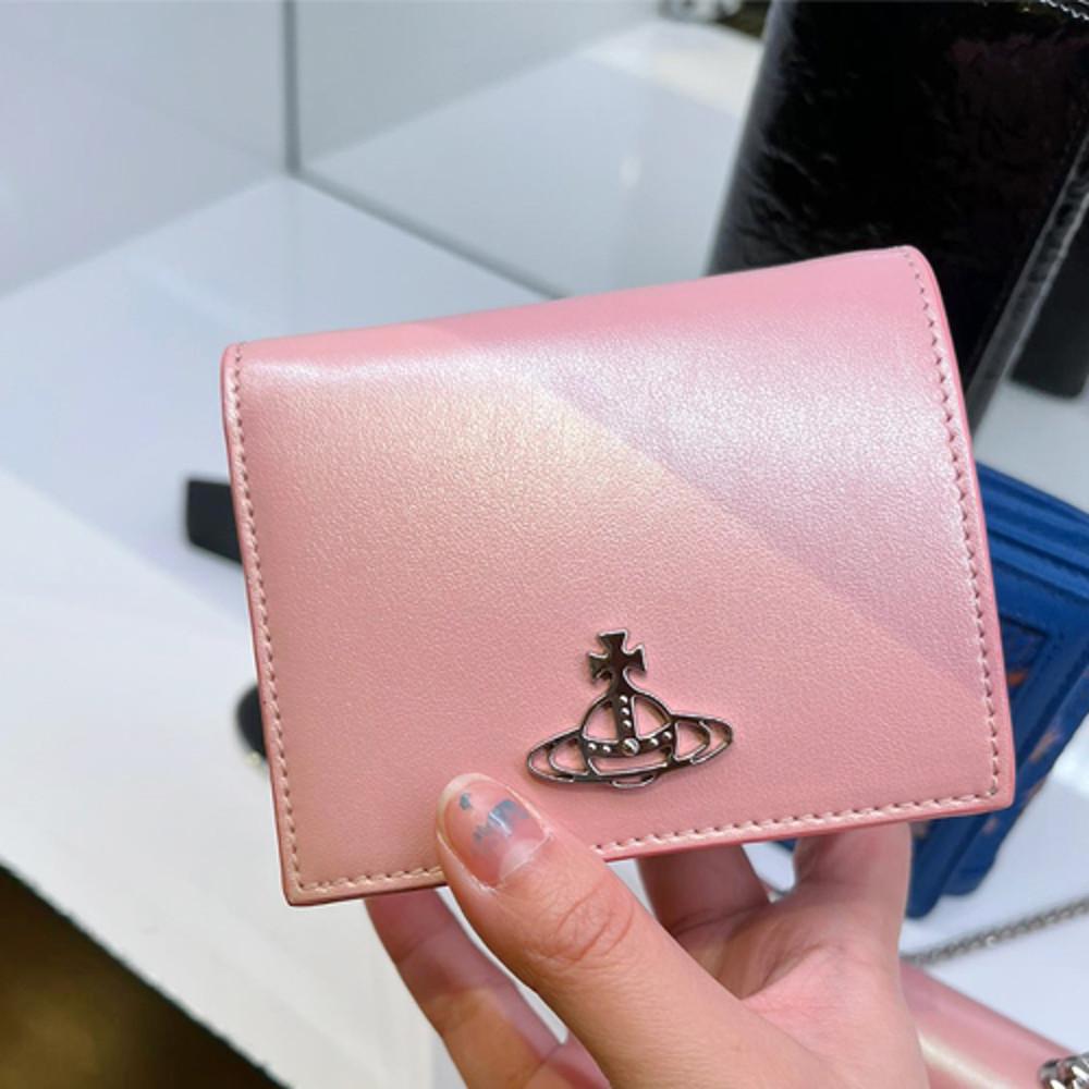 비비안 웨스트우드 펄라이즈드 플랩 월렛 (핑크/스몰)