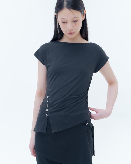 Side shirring slit top CHARCOAL