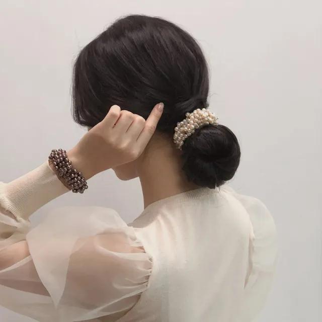 [5color] 심플 포인트 헤어끈 머리끈 곱창밴드 진주 이슬 슈슈 곱창끈