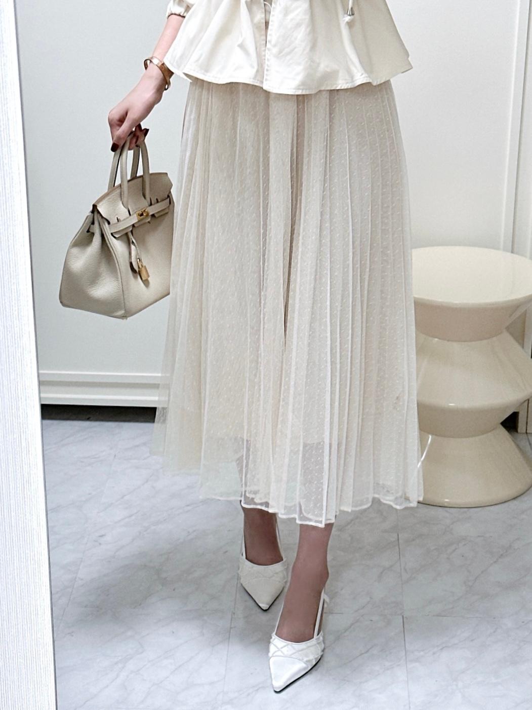 샤린느 도트 샤 롱 스커트 (high quality수입의류)