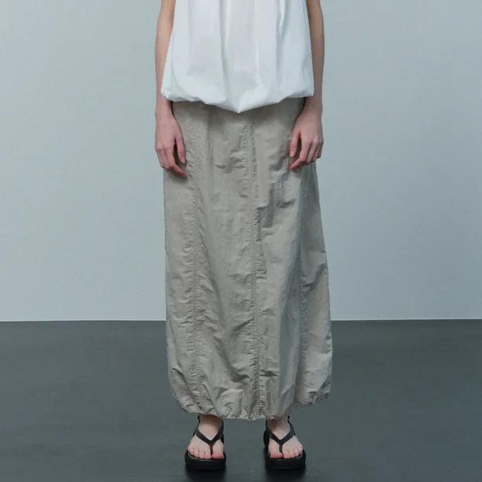 puckering curved skirt (dusty khaki)