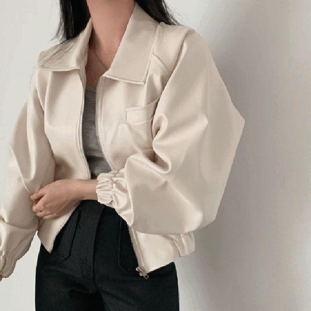 코니 심플 레더 자켓 (3 color)