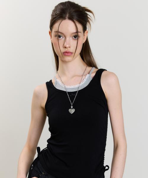 SM LAYERED LACE SLEEVELESS(BLACK)