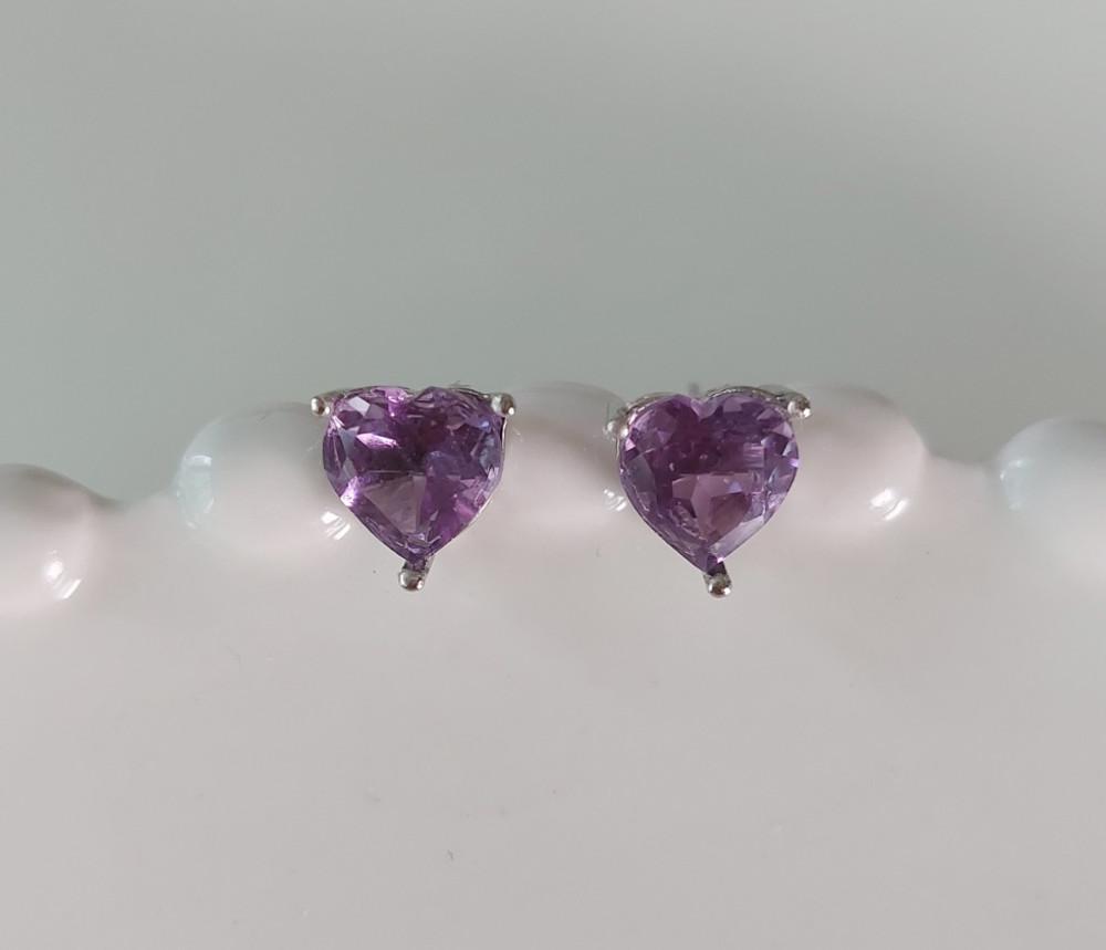 자수정귀걸이 탄생석 귀걸이 하트[8mm큰사이즈]