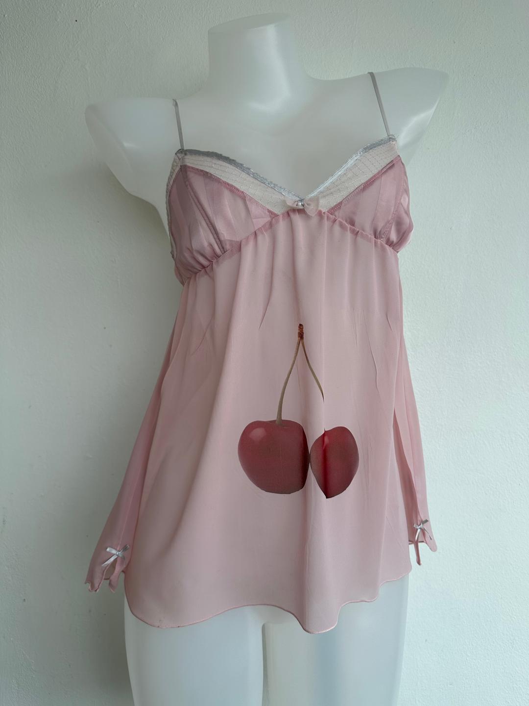 Cherry mesh slip top