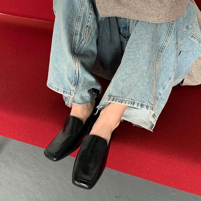 me2401 square stich mono loafer 스퀘어 스티치 모노 로퍼 - black