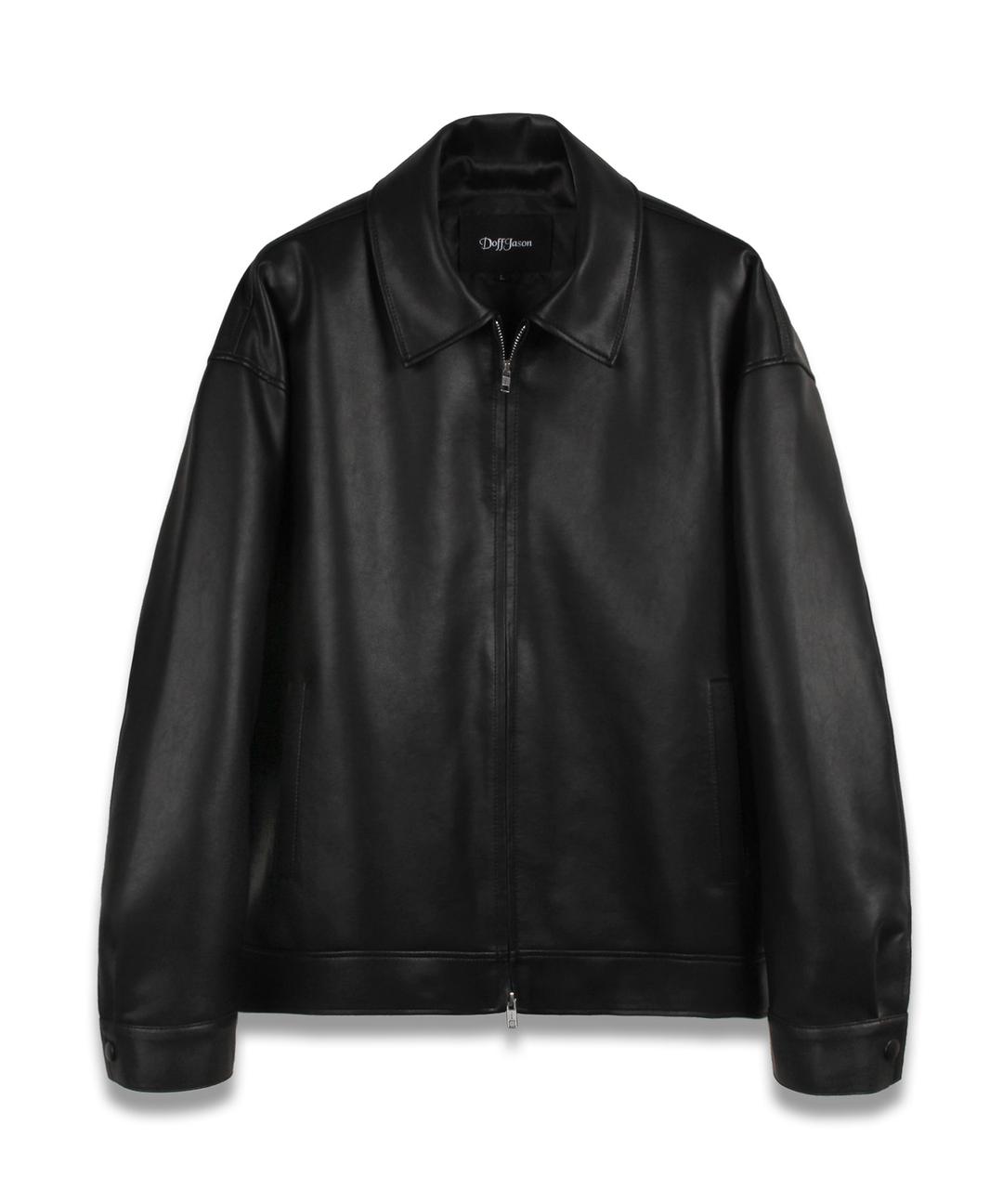Overfit vegan leather single jacket