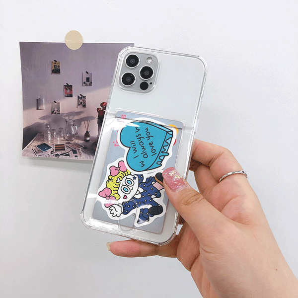 [1+1할인/당일출고/전기종] 블링블링케이스 투명 범퍼 클리어 카드 포켓 젤리 케이스 (아이폰 갤럭시 전기종)