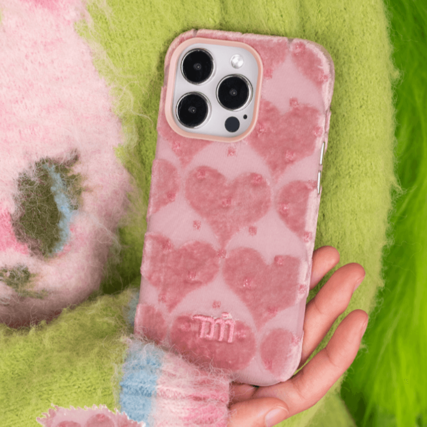 masiondegreen 아이폰 케이스 iphone 15 14 13 12 키치 하이틴 하트 털복숭이 감성 커플 폰케이스