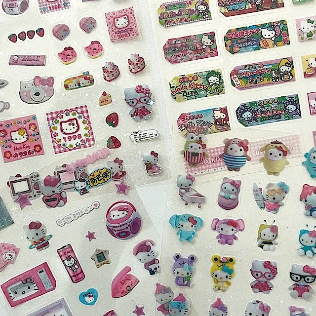 [1+1 할인 / 4장 구성] 키치 헬로키티 홀로그램 투명 다꾸 스티커