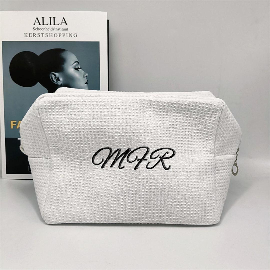 Personalized Monogram Makeup Bag, Travel Cotton Makeup Bag, Custom Embroidery Cosmetic Bag, Cosmetic Bag, Bridesmaid Gifts, Gift For Her