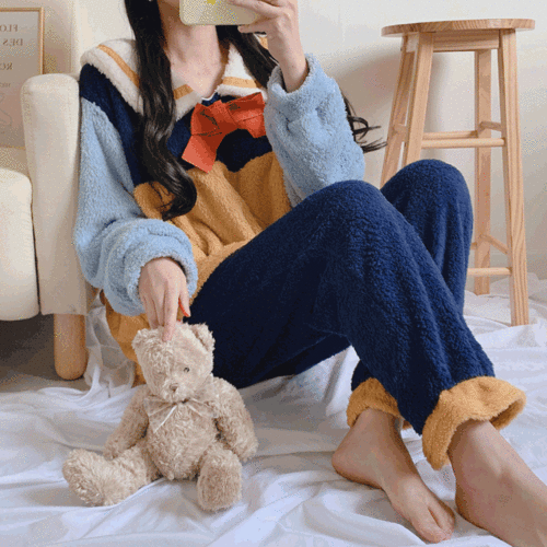 [당일발송] 빨강 리본 파자마 수면 잠옷 세트