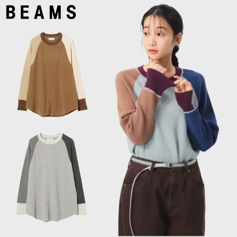 BEAMS BOY 빔즈보이 14 게이지 와플 크루넥 니트 여성 티셔츠 3컬러