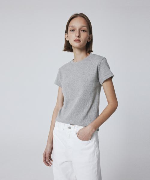 Smooth Half Sleeve Ribbed Tee (Grey)