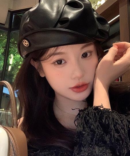 러비엠 아이돌 레더 베레모 모자 2color