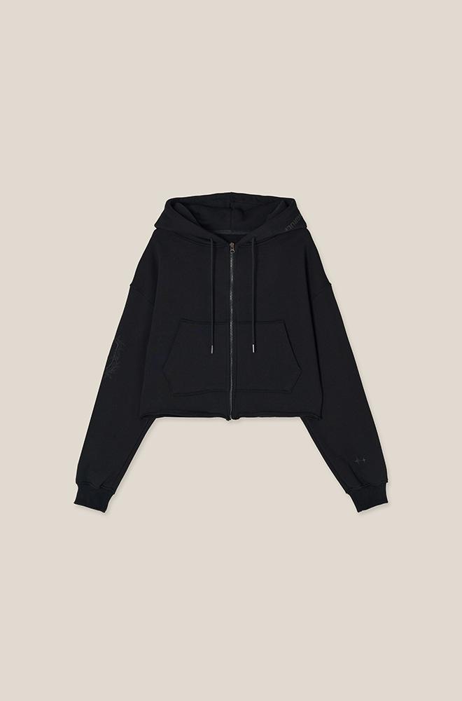 Roll crop hoody_Black
