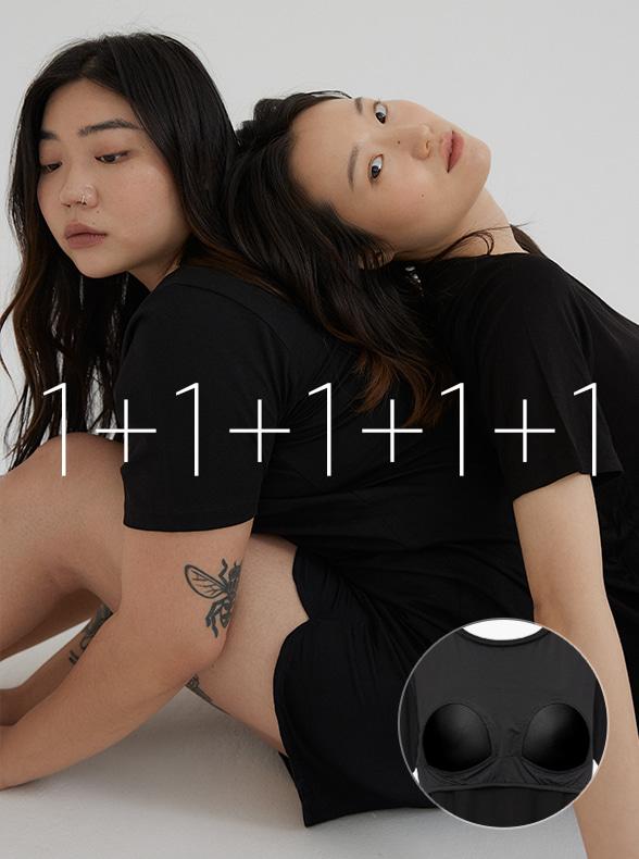 [1+1+1+1+1] 아르보노 블랙솔루션 노브라 반팔 티셔츠