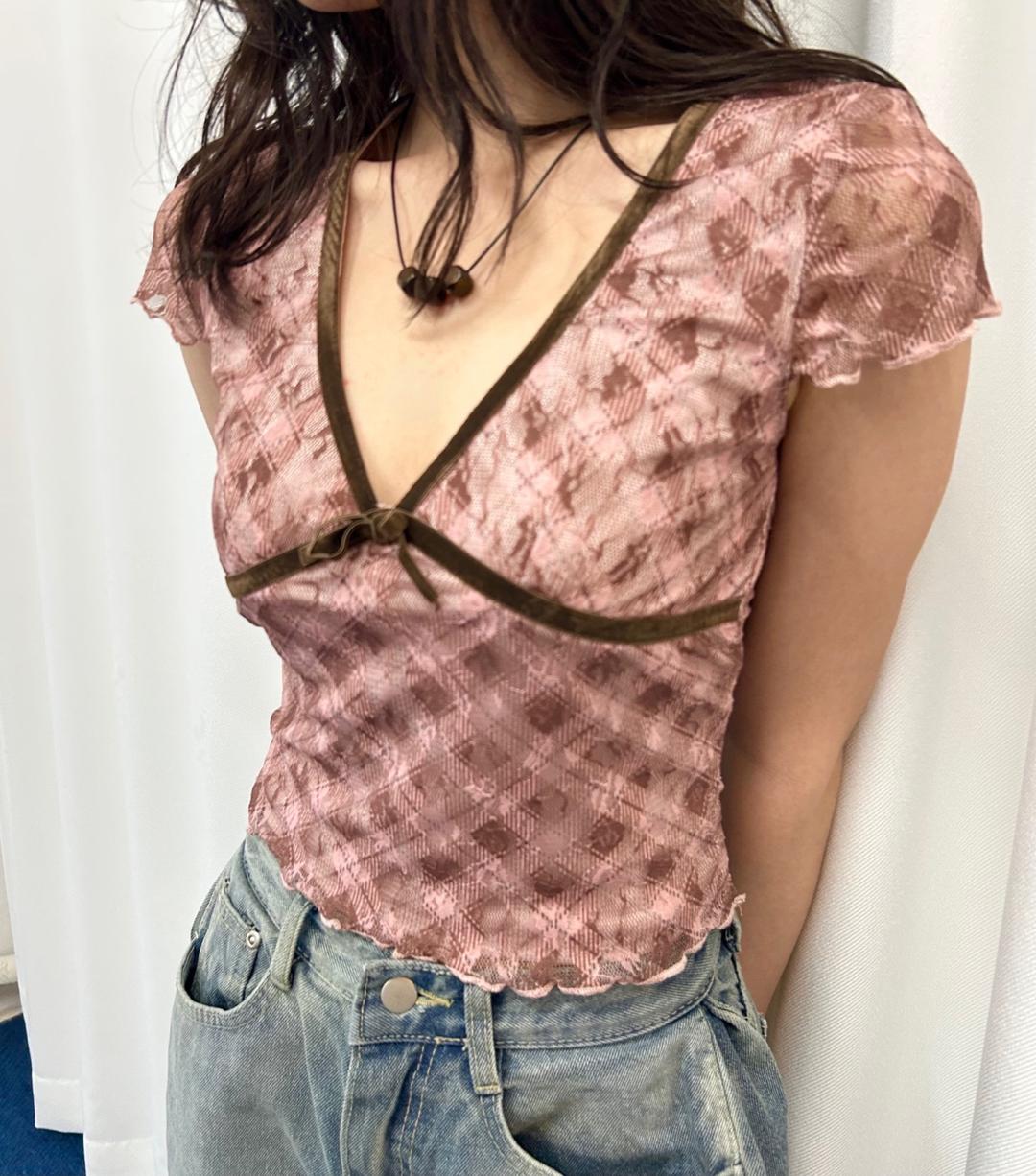 미화 빈티지반팔 y2k 셔링