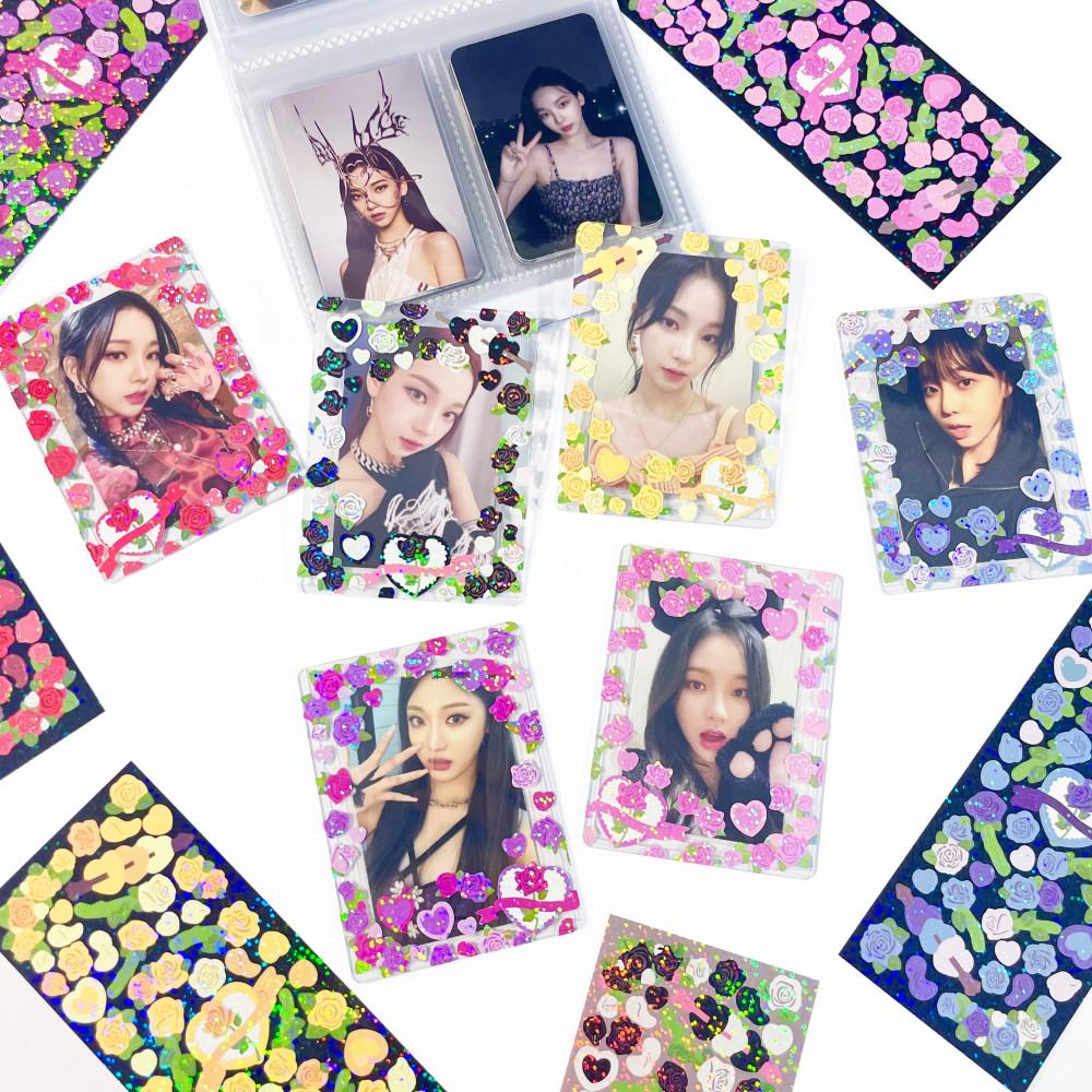 로즈 컨페티 스티커 장미 파스텔 폴꾸 다이어리 바인더 꾸미기 폴라로이드 포카 다꾸 탑꾸