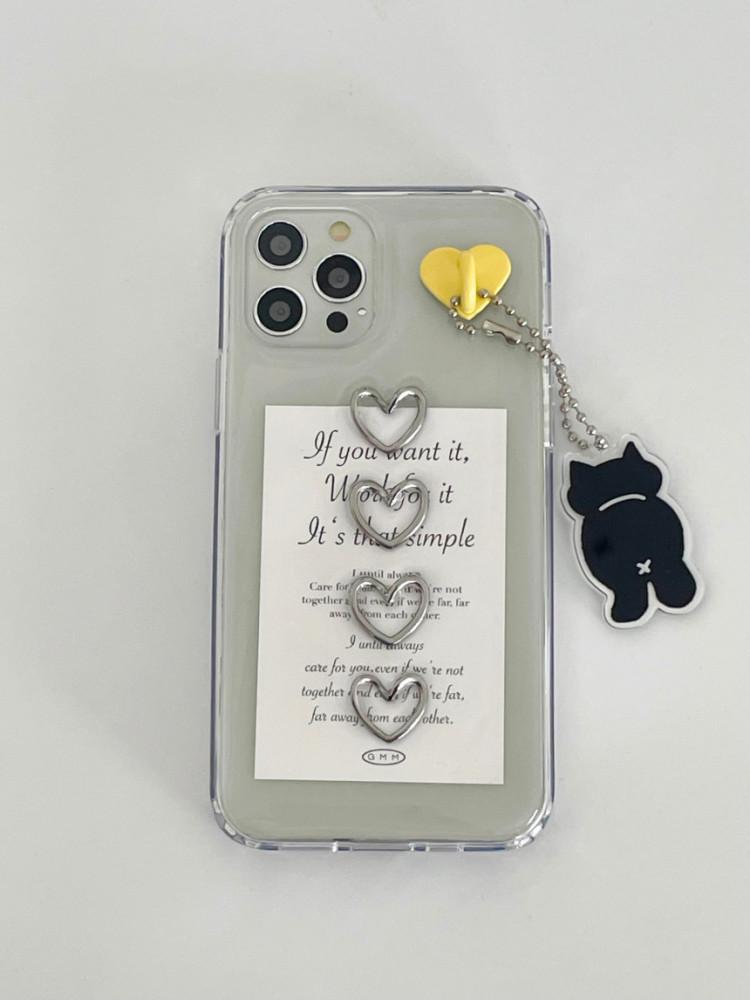 실버 미니하트 레진 폰케이스 / 입체 레진 케이스 silver mini heart case