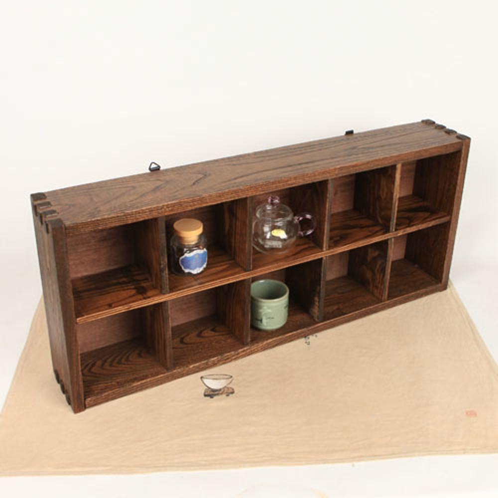 느릅나무 10칸 벽걸이 머그장식장(5x2) / 찻잔장식장 소품장식장 원목장식장