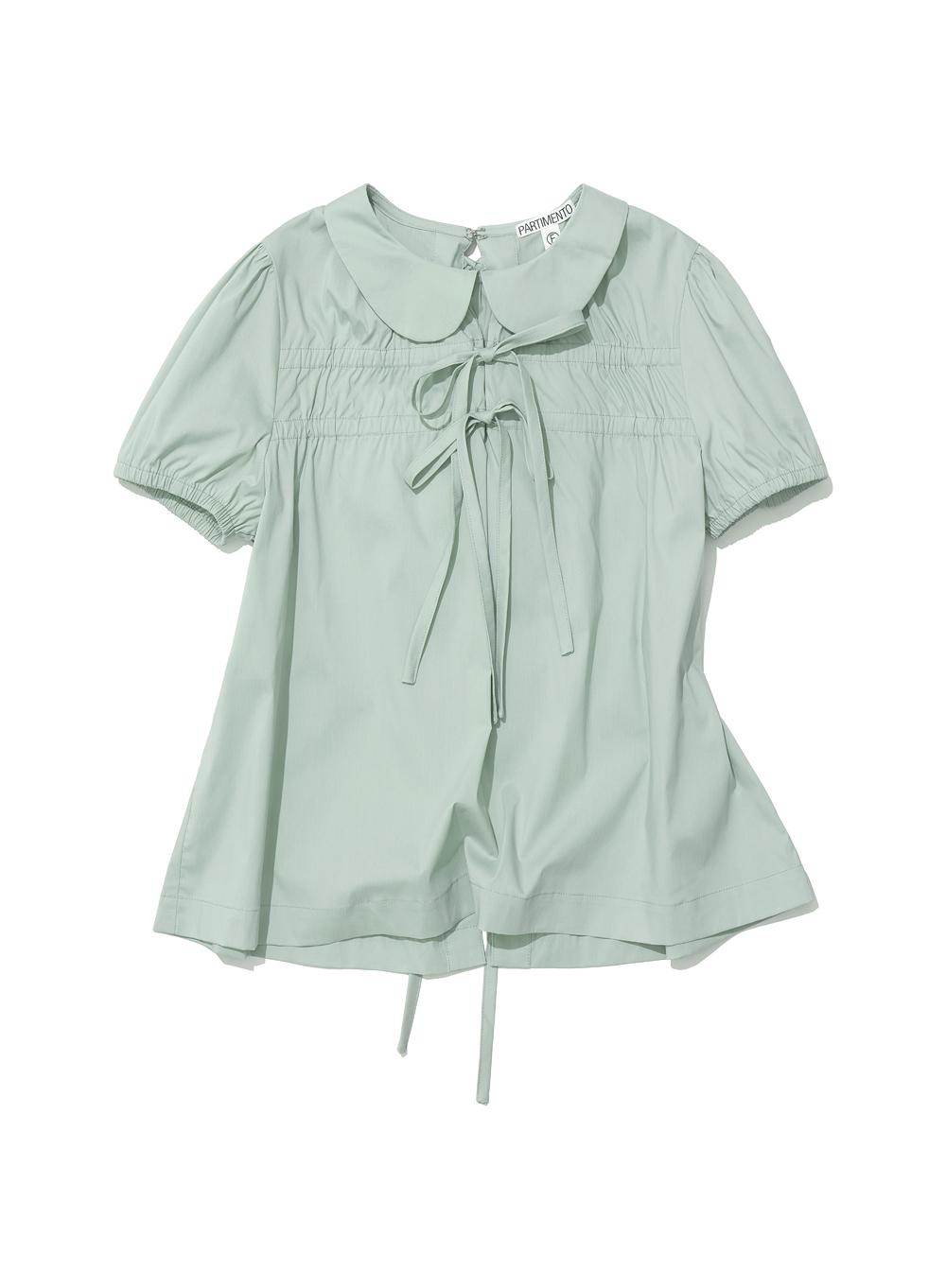 [WOMEN] OPEN BACK RIBBON STRAP BLOUSE_DUSTY MINT