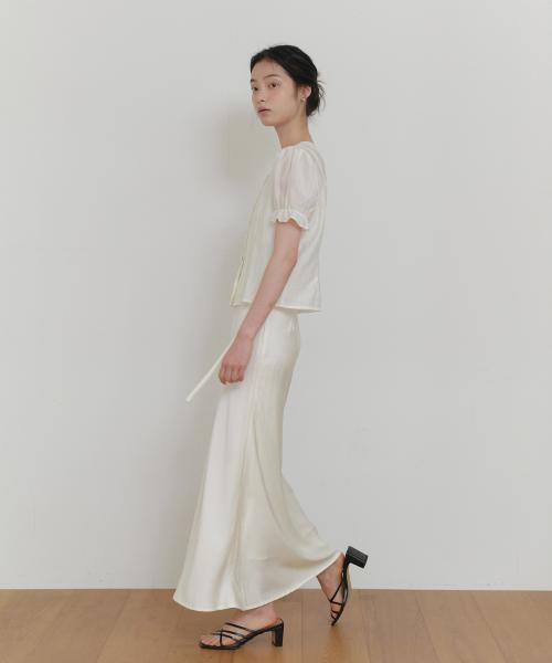 SATIN LONG SKIRT_CREAM