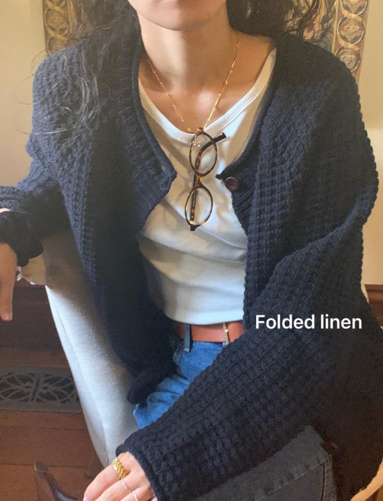 (곤,회당일)Vasil 바질 클래비 니트 가디건 라운드넥 와플 버튼 니트가디건(3color)