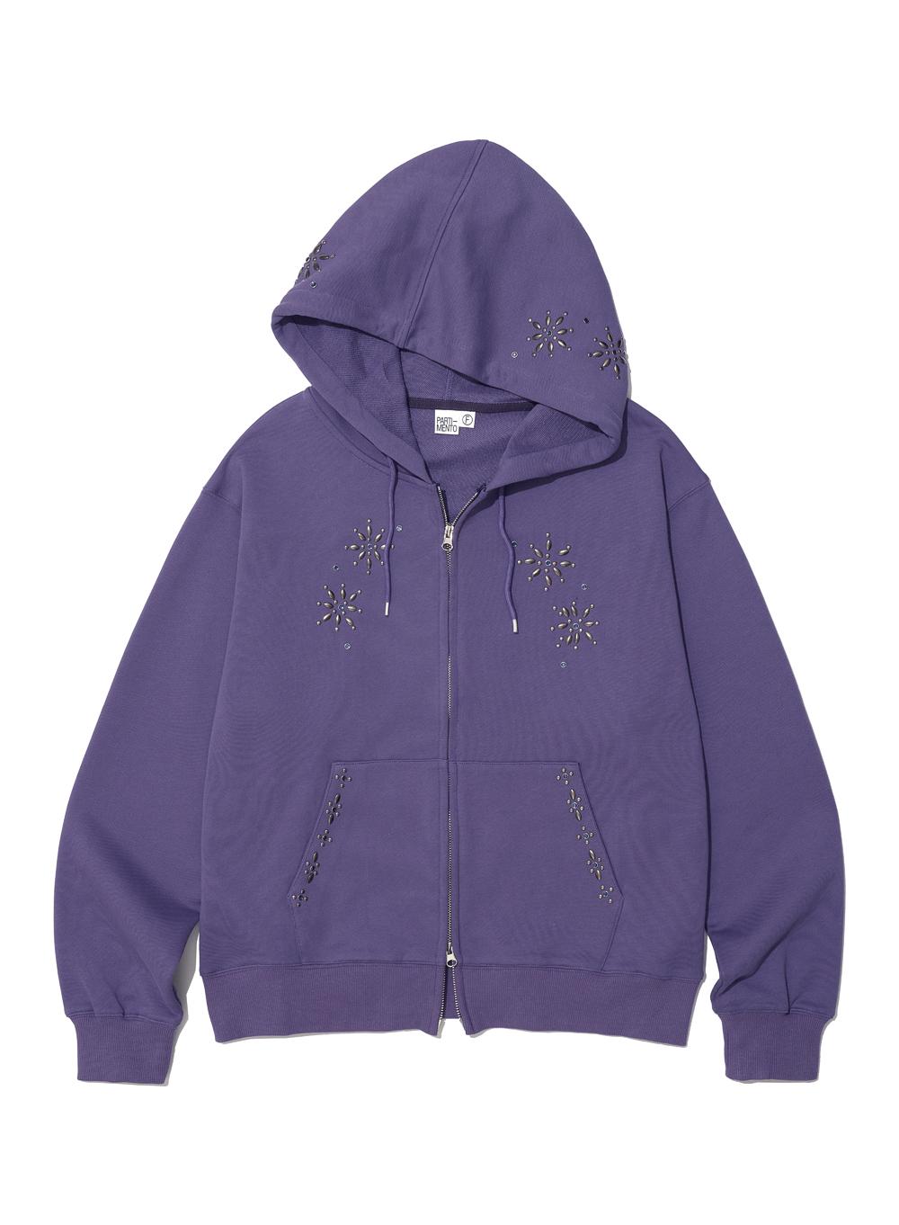 [WOMEN] WESTERN GEMSTONE HOODIE ZIP-UP_PURPLE