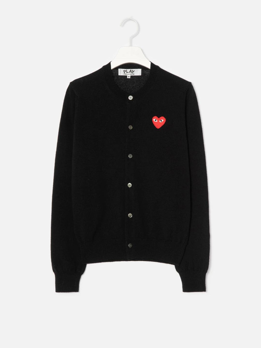 (Unisex) Red Heart Wappen Cardigan - Black