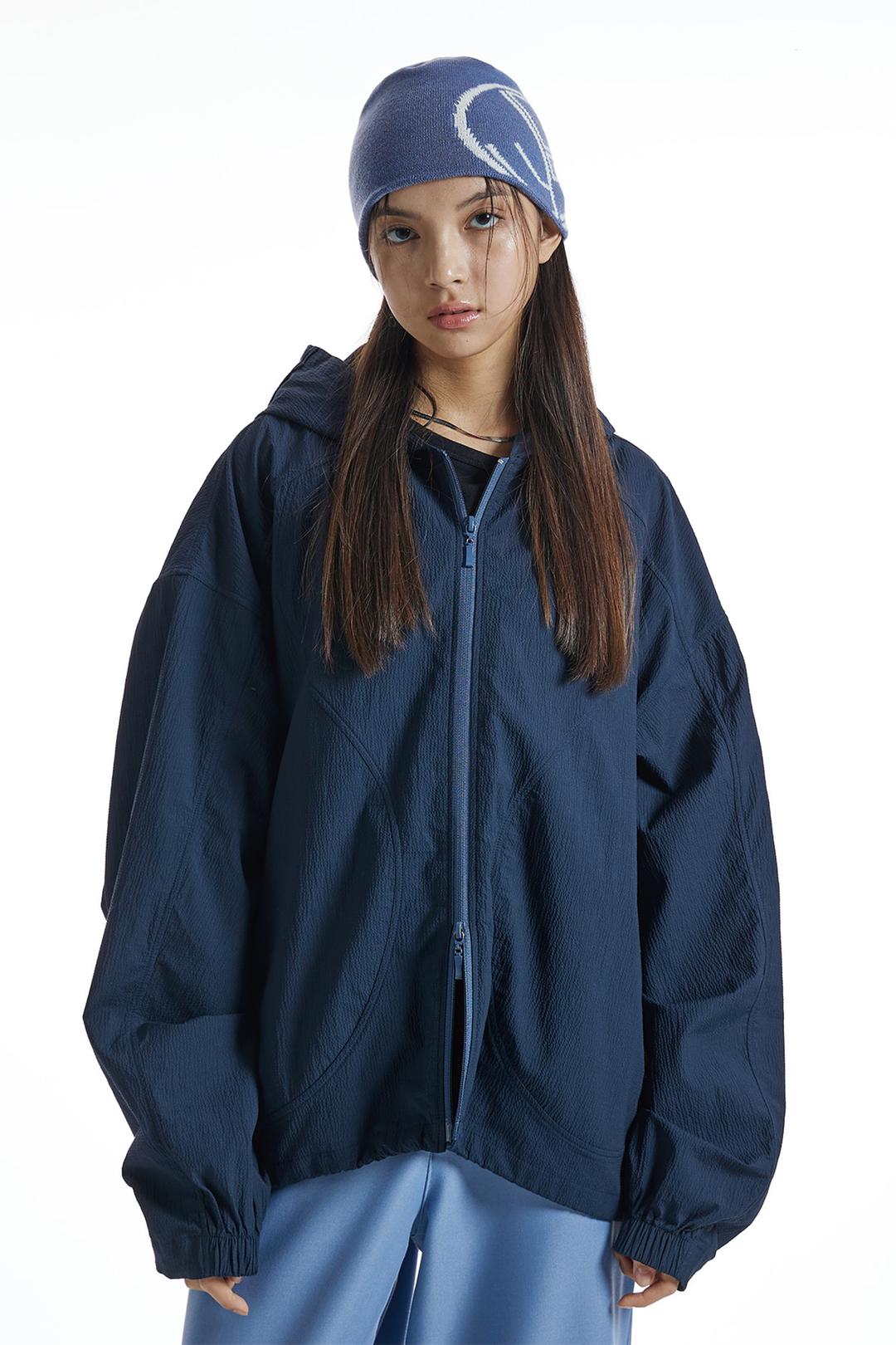 DOLPHIN SEERSUCKER HOOD JUMPER NAVY
