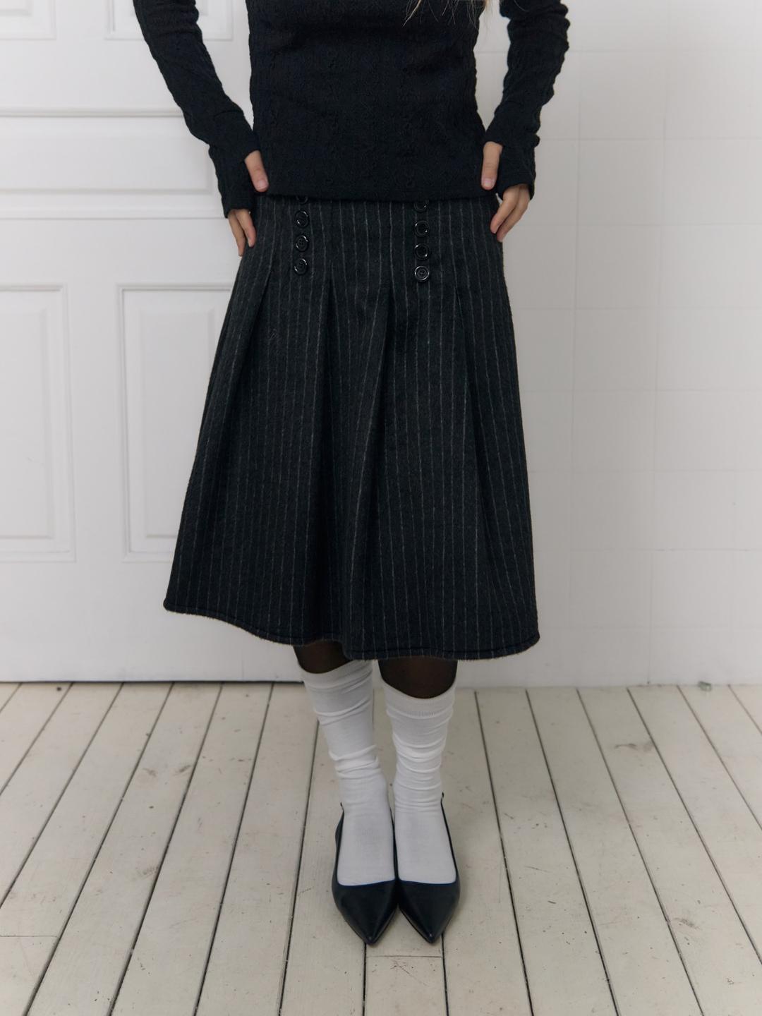 KANARI BUTTON SKIRT -Dark grey-