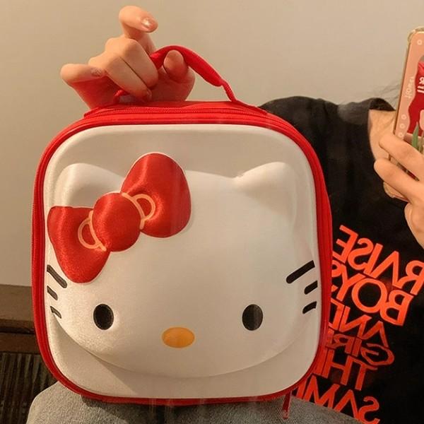 산리오 hellokitty 헬로키티 미니 캐리어 손잡이 파우치 화장품 가방 (레드)