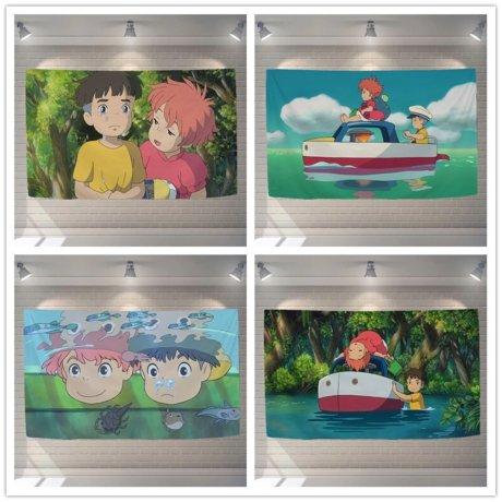 인테리어 테피스트리 지브리 포뇨 패브릭 포스터 커튼 두꺼비집 가리개