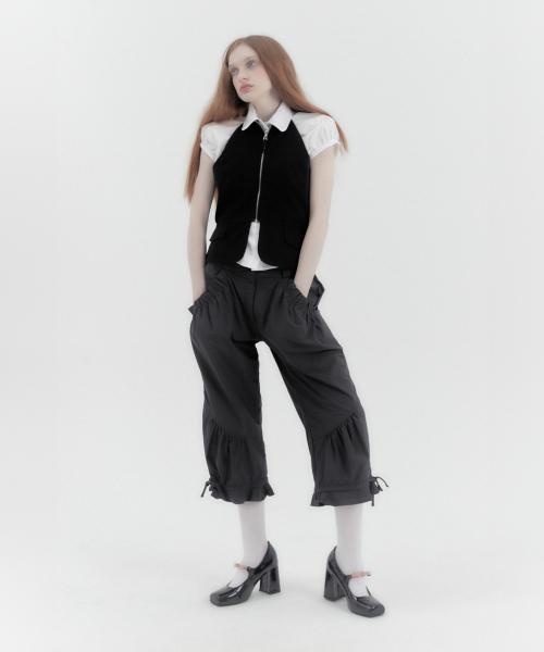 Capri Nylon Shirring Pants - GRAY
