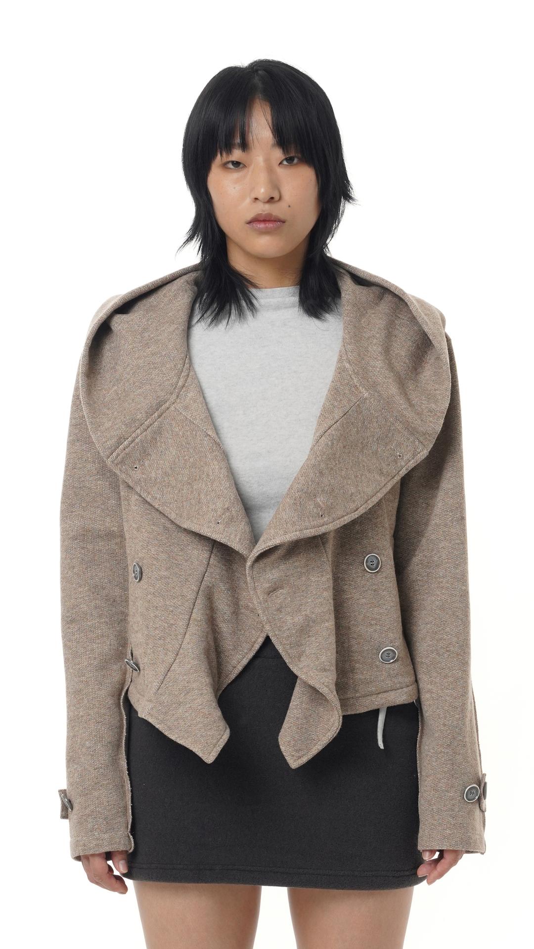 Button hoodie cardigan_brown