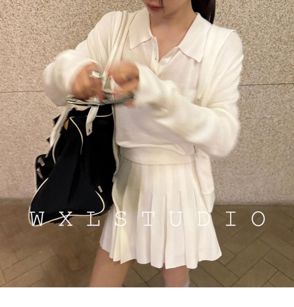 타다마켓 미니스커트 가디건 카라 베스트 캐주얼 쓰리피스