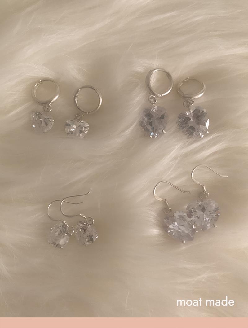 crystal heart earring (silver925)