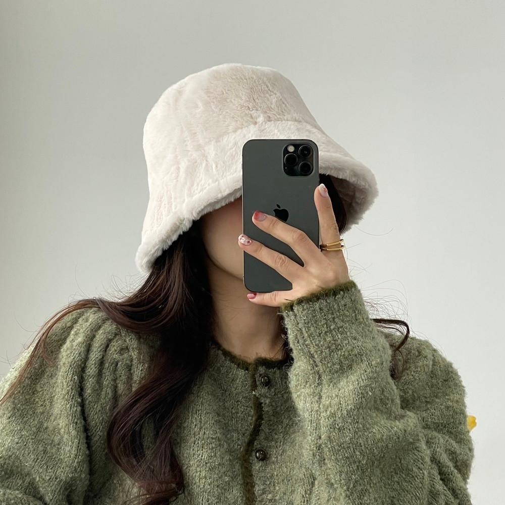 페이크 밍크 퍼 털 여성 겨울 버킷햇 벙거지 모자 3color