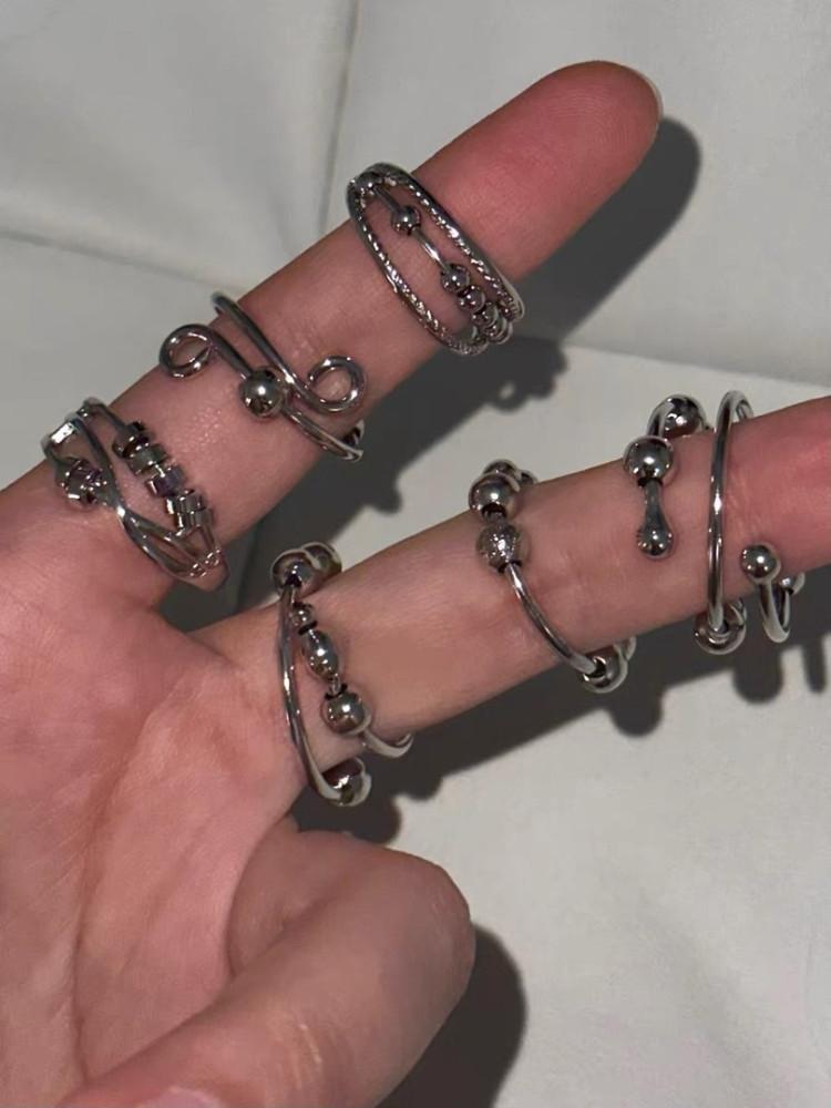 Silver balls 6ring set / 실버볼 반지 세트 / 실버 레이어드 반지세트