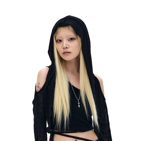 [7/18 예약발송] Knit Bolero Hoodied Cardigan (BK)