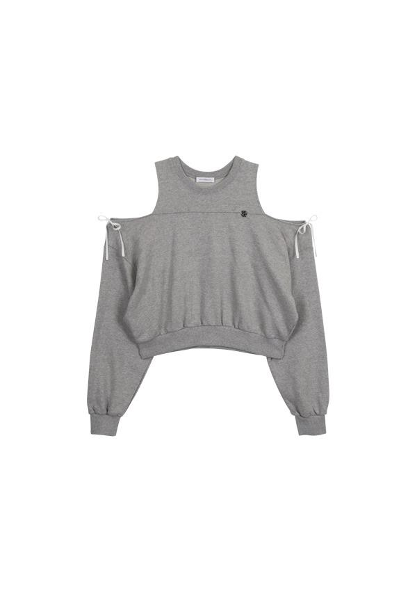 RIBBON CUT OUT SWEATSHIRT_GREY