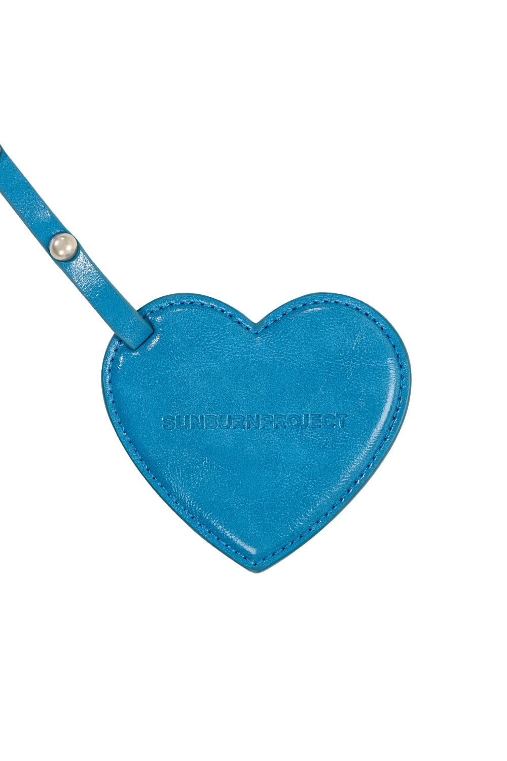 FAUX LEATHER HEART MIRROR KEYRING, BLUE