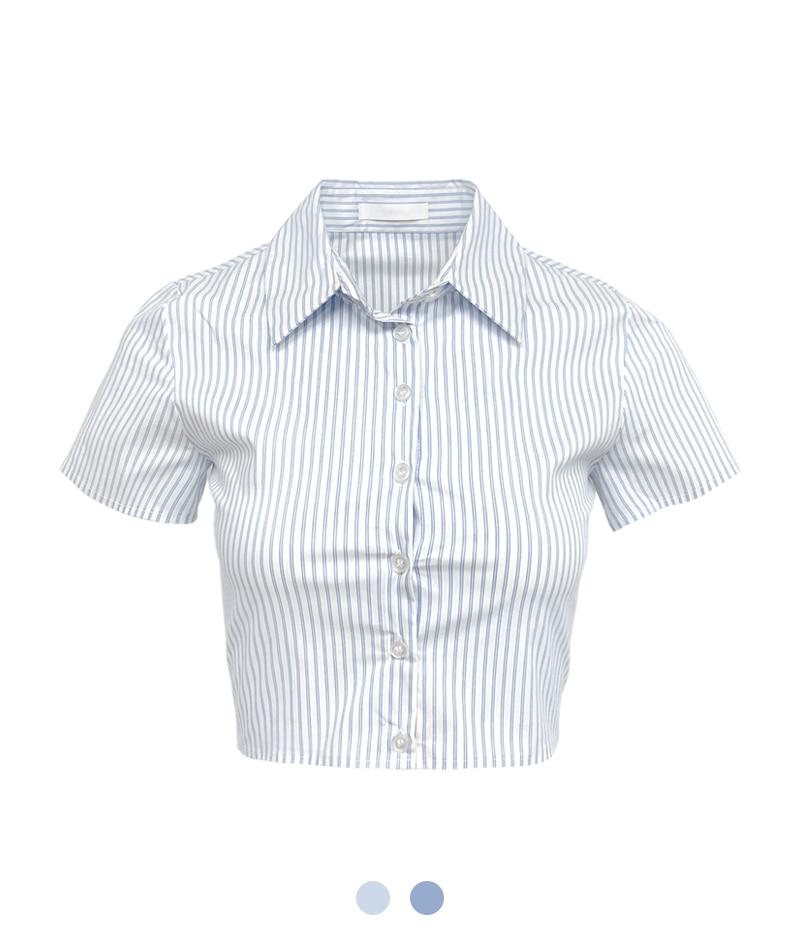 로이 스트라이프 크롭 셔츠